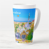 Barcelona, Spanje - Park Guell Gaudi Mozaïek Groot Latte Mok (Rechterhoek)