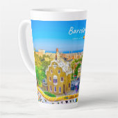 Barcelona, Spanje - Park Guell Gaudi Mozaïek Groot Latte Mok (Linkerhoek)