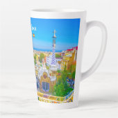 Barcelona, Spanje - Park Guell Gaudi Mozaïek Groot Latte Mok (Rechts)