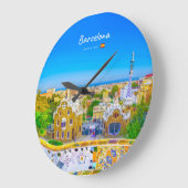 Barcelona, Spanje - Park Guell Gaudi Mozaïek Grote Klok (Hoek)