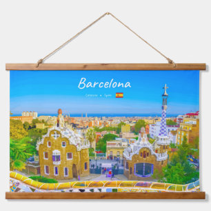Barcelona, Spanje - Park Guell Gaudi Mozaïek Hangend Wandkleed