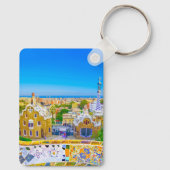 Barcelona, Spanje - Park Guell Gaudi Mozaïek Klass Sleutelhanger (Achterkant)