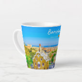 Barcelona, Spanje - Park Guell Gaudi Mozaïek Klein Latte Mok (Linkerhoek)