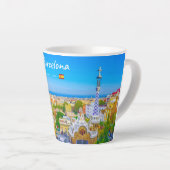 Barcelona, Spanje - Park Guell Gaudi Mozaïek Klein Latte Mok (Rechterhoek)