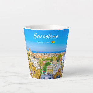 Barcelona, Spanje - Park Guell Gaudi Mozaïek Klein Latte Mok