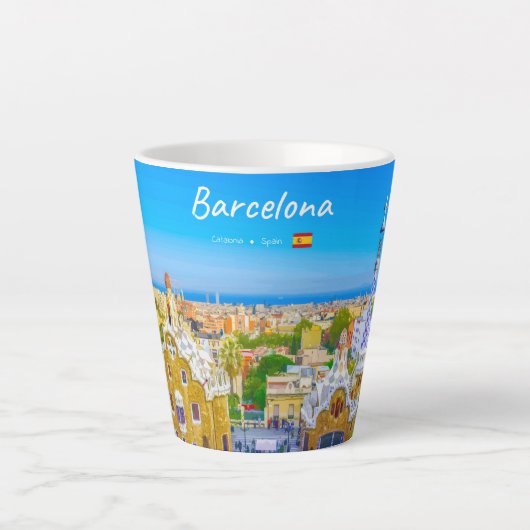 Barcelona, Spanje - Park Guell Gaudi Mozaïek Klein Latte Mok (Voorkant)