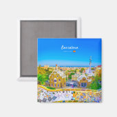 Barcelona, Spanje - Park Guell Gaudi Mozaïek Magneet (Voorkant / Achterkant)