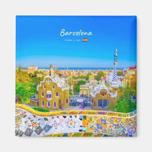 Barcelona, Spanje - Park Guell Gaudi Mozaïek Magneet