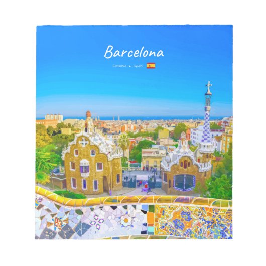 Barcelona, Spanje - Park Guell Gaudi Mozaïek Notitieblok (Voorkant)