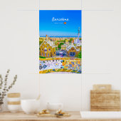 Barcelona, Spanje - Park Guell Gaudi Mozaïek Poster (Keuken)