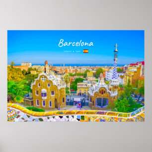 Barcelona, Spanje - Park Guell Gaudi Mozaïek Poster