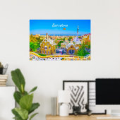 Barcelona, Spanje - Park Guell Gaudi Mozaïek Poster (Thuiskantoor)