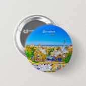 Barcelona, Spanje - Park Guell Gaudi Mozaïek Ronde Button 5,7 Cm (Voorkant /achterkant)