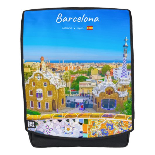Barcelona, Spanje - Park Guell Gaudi Mozaïek Rugtassen (Voorkant)