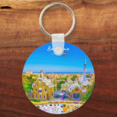 Barcelona, Spanje - Park Guell Gaudi Mozaïek Sleutelhanger (Voorkant)