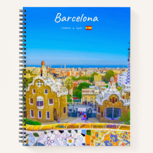 Barcelona, Spanje - Park Guell Gaudi Mozaïek Spira Notitieboek