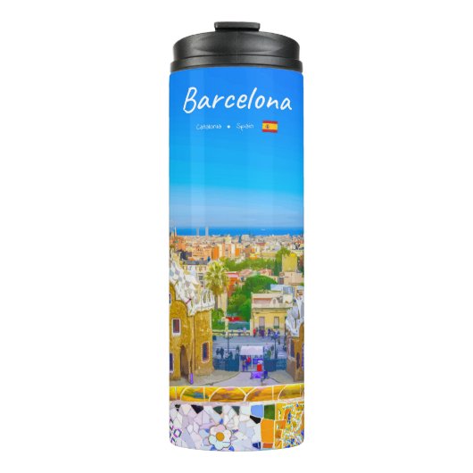 Barcelona, Spanje - Park Guell Gaudi Mozaïek Thermosbeker (Voorkant)