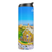 Barcelona, Spanje - Park Guell Gaudi Mozaïek Thermosbeker (Gedraaid links)