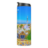 Barcelona, Spanje - Park Guell Gaudi Mozaïek Thermosbeker (Geroteerd rechts)