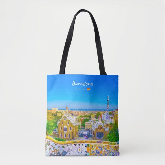 Barcelona, Spanje - Park Guell Gaudi Mozaïek Tote Bag (Voorkant)