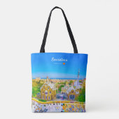 Barcelona, Spanje - Park Guell Gaudi Mozaïek Tote Bag (Achterkant)