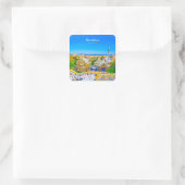 Barcelona, Spanje - Park Guell Gaudi Mozaïek Vierkante Sticker (Tas)