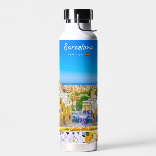 Barcelona, Spanje - Park Guell Gaudi Mozaïek Waterfles (Links)