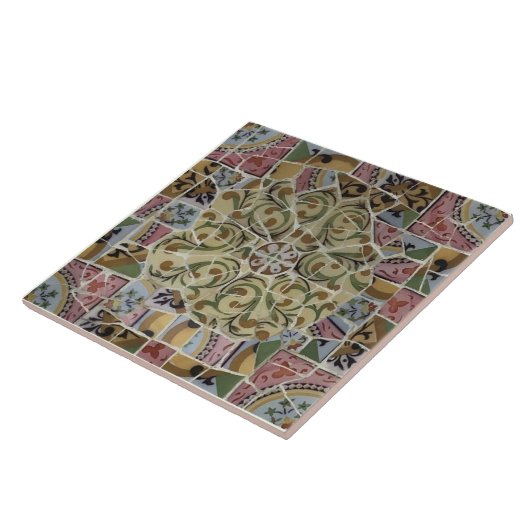 Barcelona Spanje, Park Güell, Mosaic Tile Tegeltje (Zijkant)