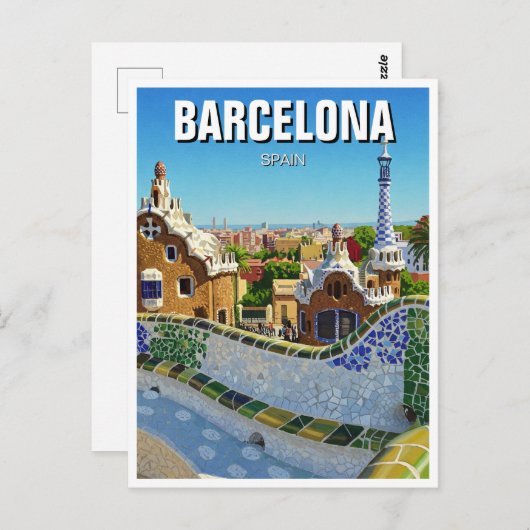 Barcelona Spanje Park Güell Reizen Briefkaart (Voorkant / Achterkant)