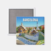 Barcelona Spanje Park Güell Reizen Magneet (Voorkant / Achterkant)