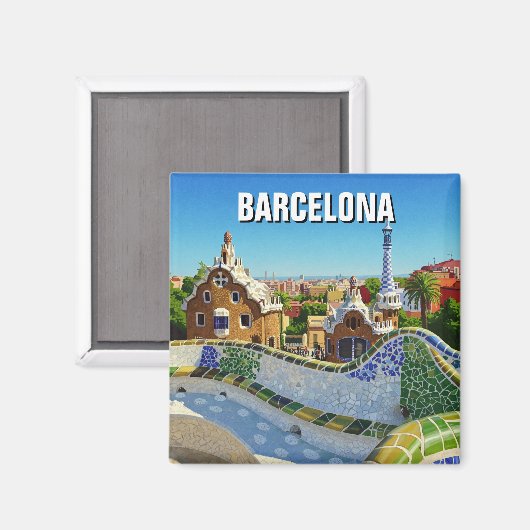 Barcelona Spanje Park Güell Reizen Magneet (Voorkant / Achterkant)