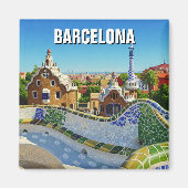 Barcelona Spanje Park Güell Reizen Magneet (Voorkant)
