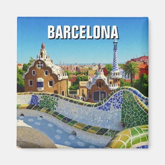 Barcelona Spanje Park Güell Reizen Magneet (Voorkant)