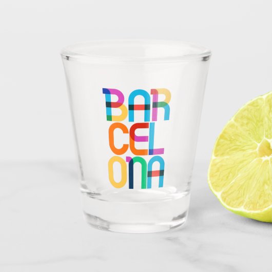 Barcelona Spanje Pop Art Letters Shot Glas (Voorkant)