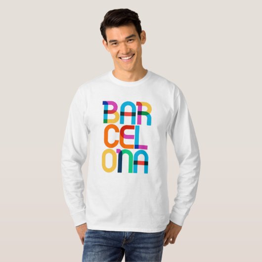Barcelona Spanje Pop Art Letters T-shirt (Voorkant volledig)