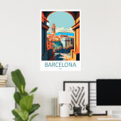 Barcelona Spanje Reisposter 1 Poster (Thuiskantoor)