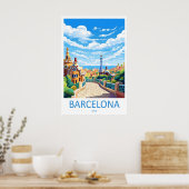 Barcelona Spanje Reisposter 2 Poster (Keuken)