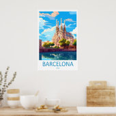 Barcelona Spanje Reisposter 3 Poster (Keuken)