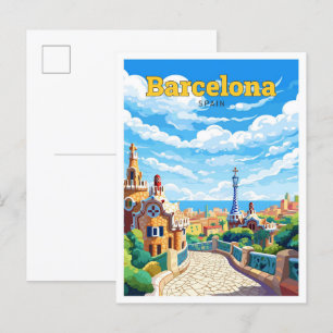 Barcelona Spanje Reizen  Illustratie Briefkaart