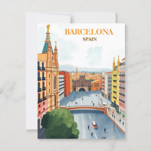 barcelona spanje reizen kunst Vintage Briefkaart