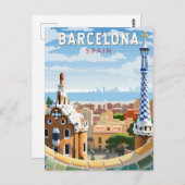Barcelona Spanje Reizen Kunst Vintage Briefkaart (Voorkant / Achterkant)