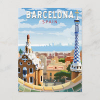 Barcelona Spanje Reizen Kunst Vintage