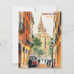 barcelona spanje reizen kunst Vintage Briefkaart