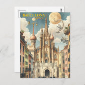 barcelona spanje reizen kunst Vintage Briefkaart (Voorkant / Achterkant)