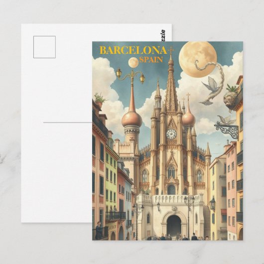 barcelona spanje reizen kunst Vintage Briefkaart (Voorkant / Achterkant)