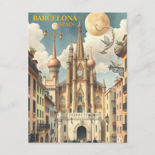 barcelona spanje reizen kunst Vintage Briefkaart (Voorkant)