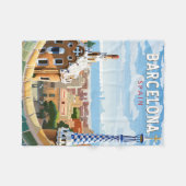 Barcelona Spanje Reizen Kunst Vintage Fleece Deken (Voorkant (Horizontaal))