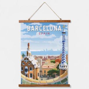 Barcelona Spanje Reizen Kunst Vintage Hangend Wandkleed