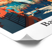 Barcelona Spanje Reizen Kunst Vintage Illustratie Poster (Hoek)