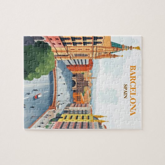 barcelona spanje reizen kunst Vintage Legpuzzel (Horizontaal)